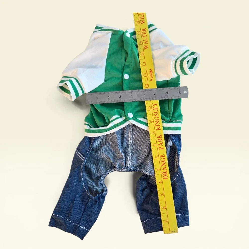 Green Varsity Jacket Denim Pet Jumpsuit Speed Limit 50 Dog‎ Cat Clothes XL